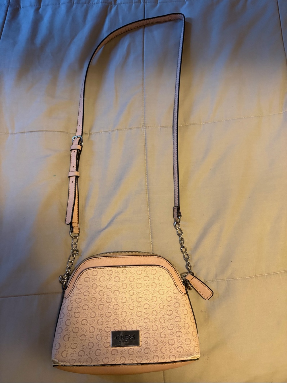 GUESS Light Pink Signature Dome Crossbody Bag
